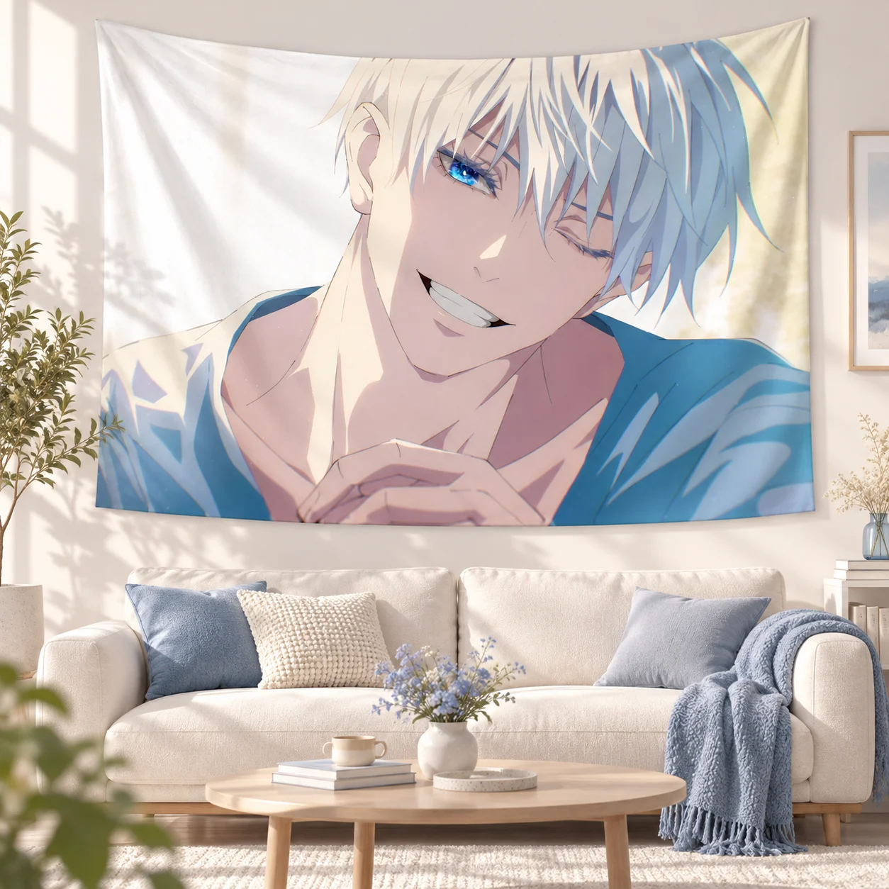 G-Gojo S-Satoru J-Jujutsu K-Kaisen Anime Tapestry Wall Hanging Aesthetic Dorm Bedroom Home Decor Manga Art Tapestries