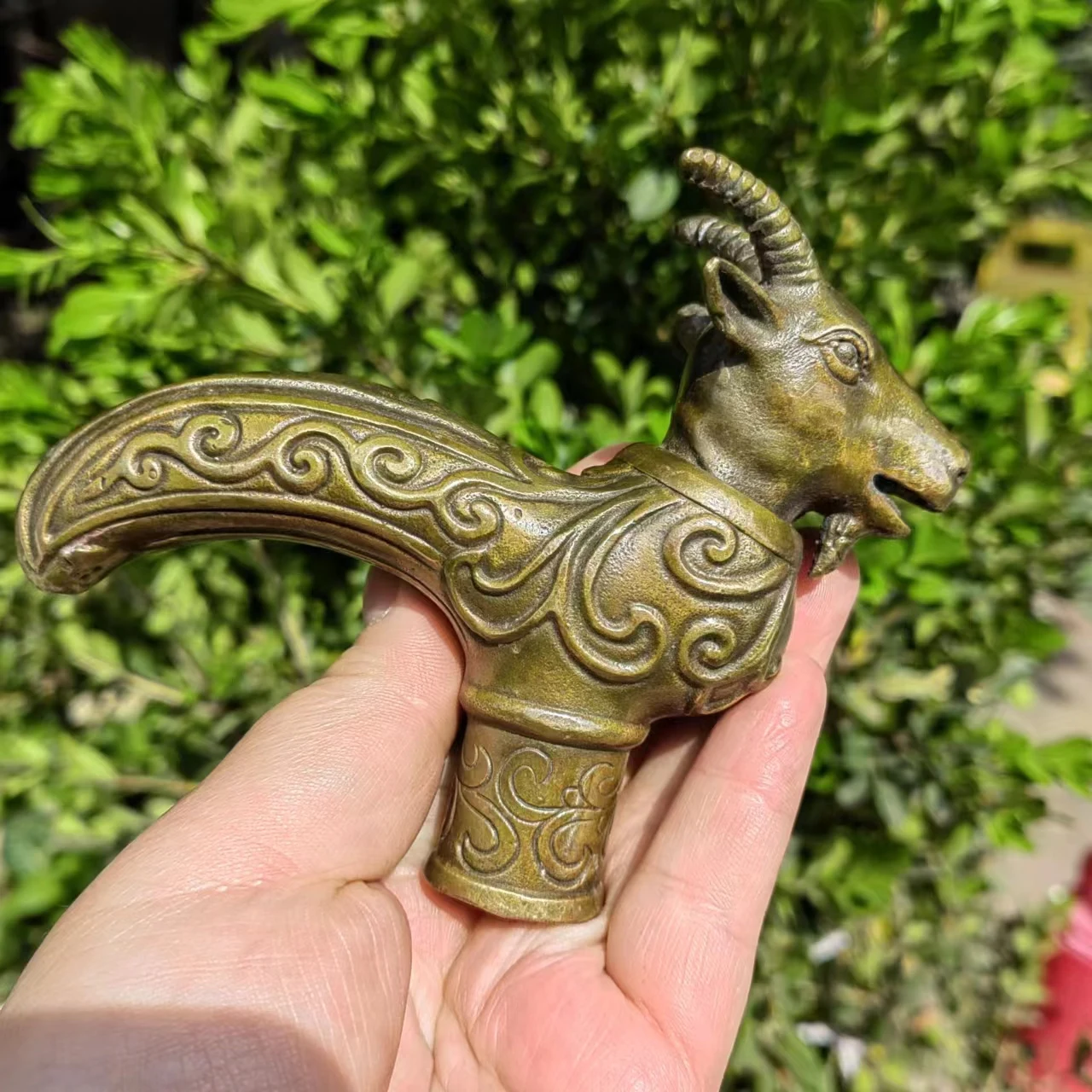 Solid Copper sheep Cane Ornament Antique Brass Face Handle fine Vintage Style Walking Stick Victorian Cane Umbrella Topper Cast