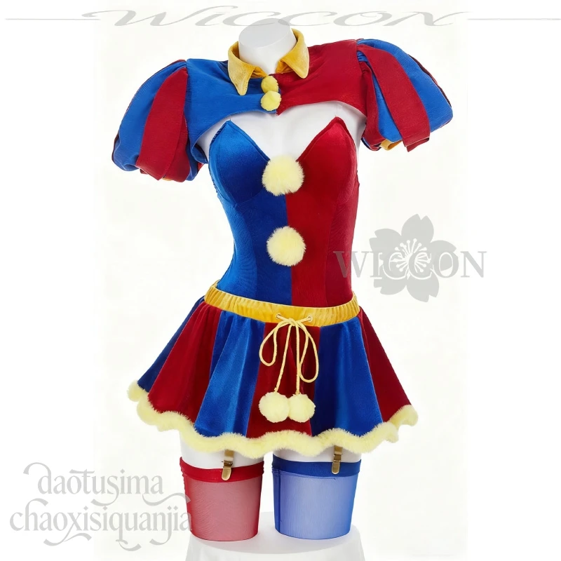 Halloween Christmas Activities Party Cosplay Clown Girl Red And Blue Bikini Mini Dress Stockings Horror Hat Anime Jirai Kei