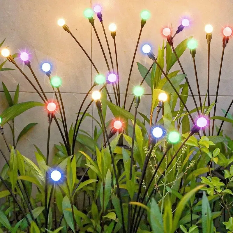 Solar Garden Lights 6 LED Firefly Waterproof Outdoor Landscape Lawn Lamp Festive Decoration for Yard Patio Party Decor