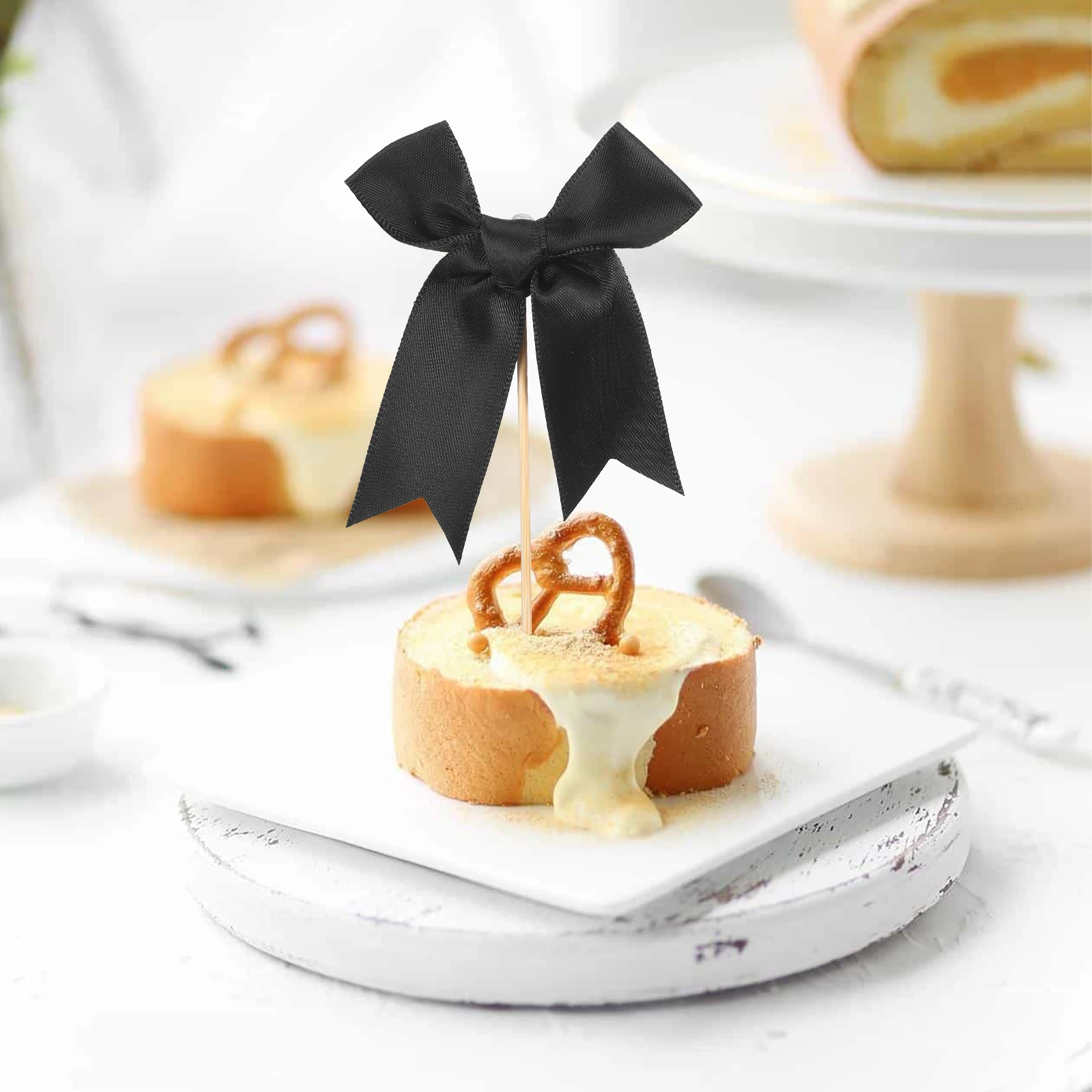 

20 Pcs Butterfly Cake Card Insert Bow Tie Birthday Decorations Picks Topper Bowknot for Party Ribbon