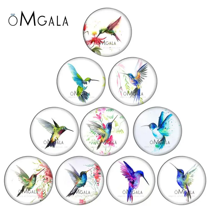 Nowe akwarele obrazy ptaki zdjęcia 10 sztuk mix 12mm/16mm/18mm/25mm okrągłe zdjęcie szklany kaboszon demo płaski tył dokonywanie ustaleń