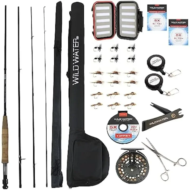 

Fly Fishing Combo Starter Kit with CNC Machined Fly Reel, 9 Foot, 4-Piece, 5/6-Weight Graphite Fly Rod