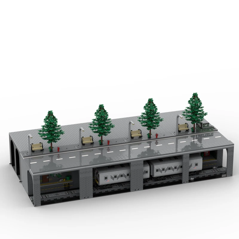 스트리트 뷰 모델 MOC 빌딩 브릭, 지하 지하철 역 모듈러 기술 선물, 휴일 조립 어린이 장난감 세트
