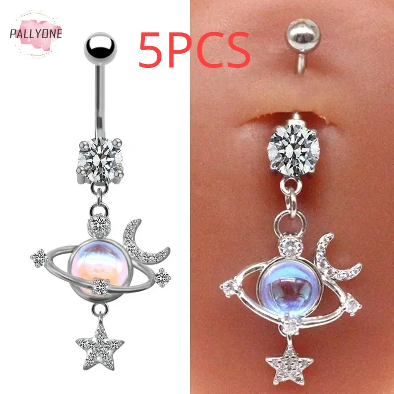 

Fashion Crystal Navel Piercing Stainless Steel Moon Star Dangle Belly Button Stud Pircing Ombligo Jewelry Accessories for Women