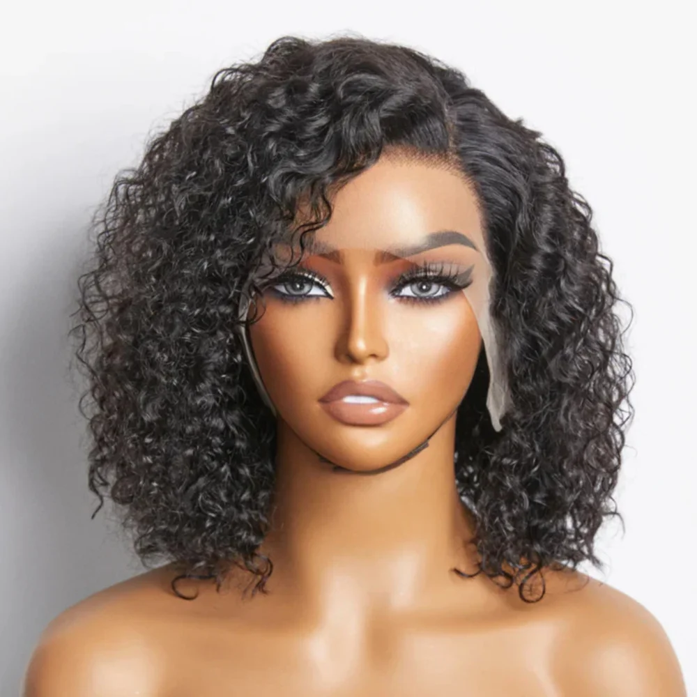 

Deep Wave Curly Short Bob Wigs 13x4 Lace Front Human Hair Wig 200% Density Brazilian Remy Human Hair Wig Pre Plucked For Women