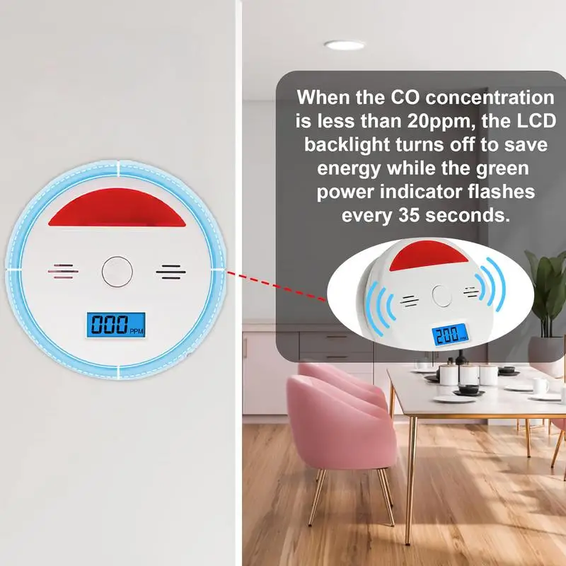 Home CO Detector Indoor Carbon Monoxide Monitor With LCD Display Monitoring Tool With LED Indicator For Warehouses Restaurants