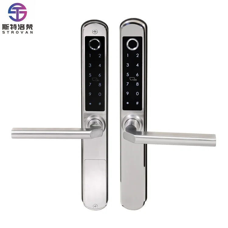 IP64 مؤهل مقاوم للماء في الهواء الطلق 2 مقابض خيار الألومنيوم انزلاق مزدوج الجانب بصمة سليم قفل الباب الذكي TT