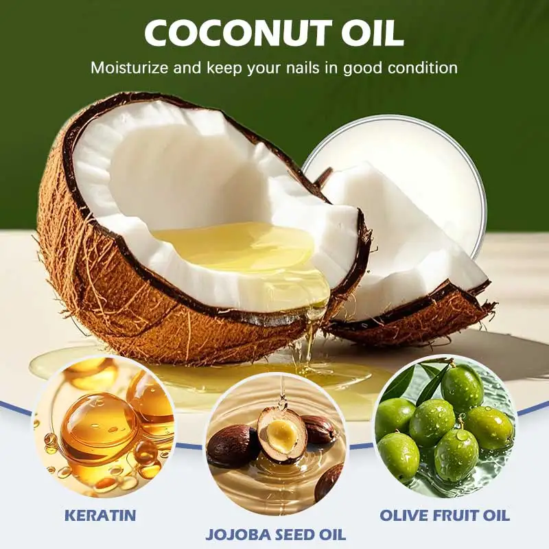 30ml Olio per cuticole per unghie alla cheratina Cocco Vitamina E Ripara e ripristina le cuticole Unghie più forti Olio nutriente Idratante Cura delle unghie