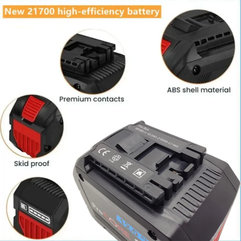 100% Original 18V 12Ah ProCORE Rechargeable Battery, for cordless tools BAT609 BAT618 GBA18V80 21700 high power 5C power cell