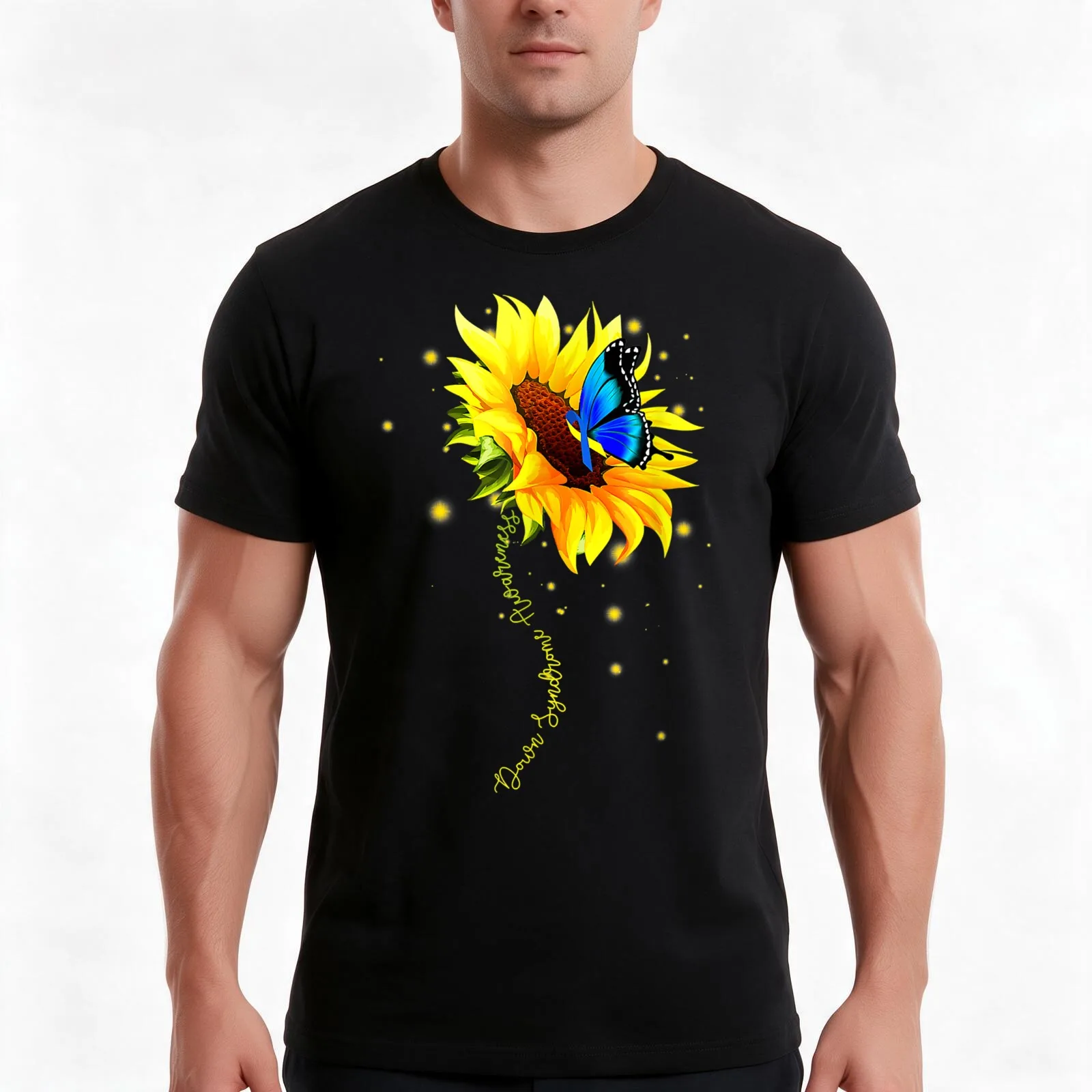 Syndrome Sunflower T-Shirt, Summer Casual Cotton Tee, Oversized Streetwear Tops, Vintage Graphic Print, Loose Fit Short Sleeve