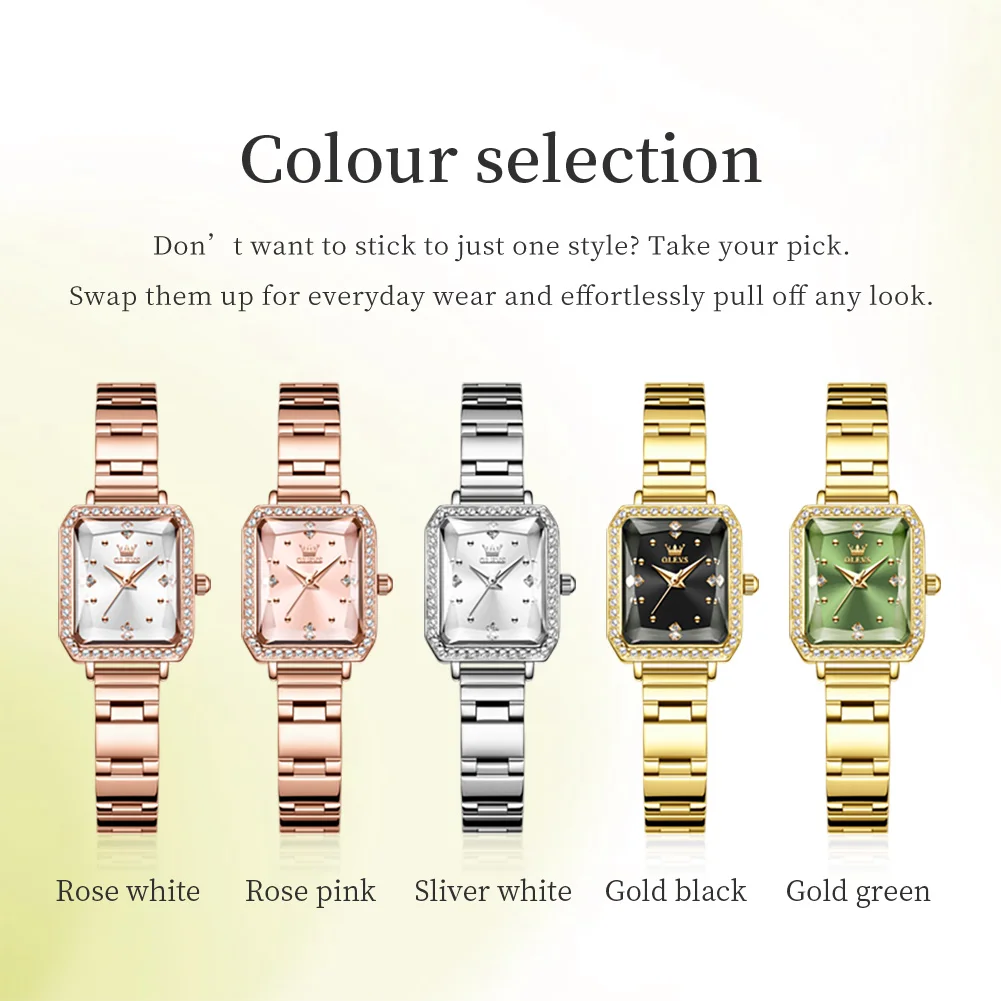 OLEVS 5688 Brand original authentic watch for woman Gift Box Solid steel with square dial quartz women's watch