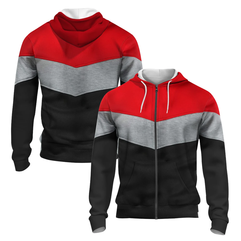 Exquisite Contrasting Colors 3D Printed Autumn/winter Zipper Hoodie for Men Retro Street Sport Zipper Hoodie Fashion Hoodie Plus