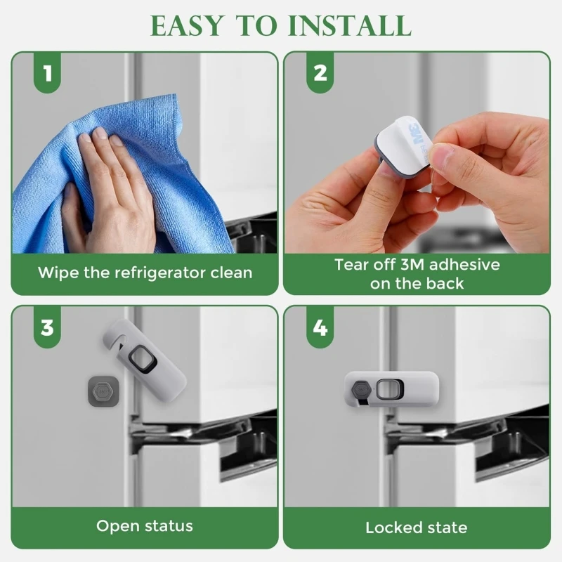 1/3/5Pcs Adhesive Child Safety Cabinet Fridge Locks, No Drill Baby Freezer Door Latches for Kids Proofing - view 6
