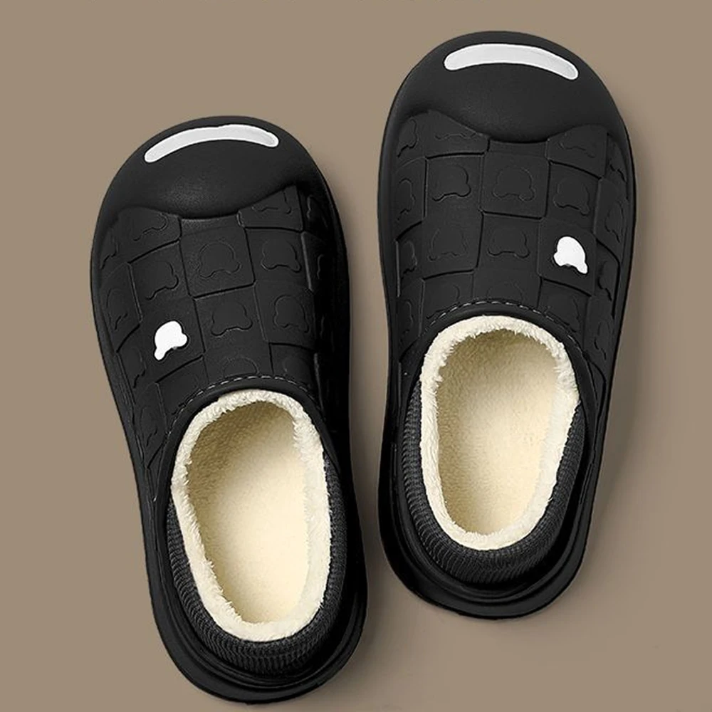 

ZHIDA Women Men Slippers EVA Waterproof Winter Warm Bedroom Slip On House Cotton Slippers Clogs Indoor Outdoor Warm Plush Shoes