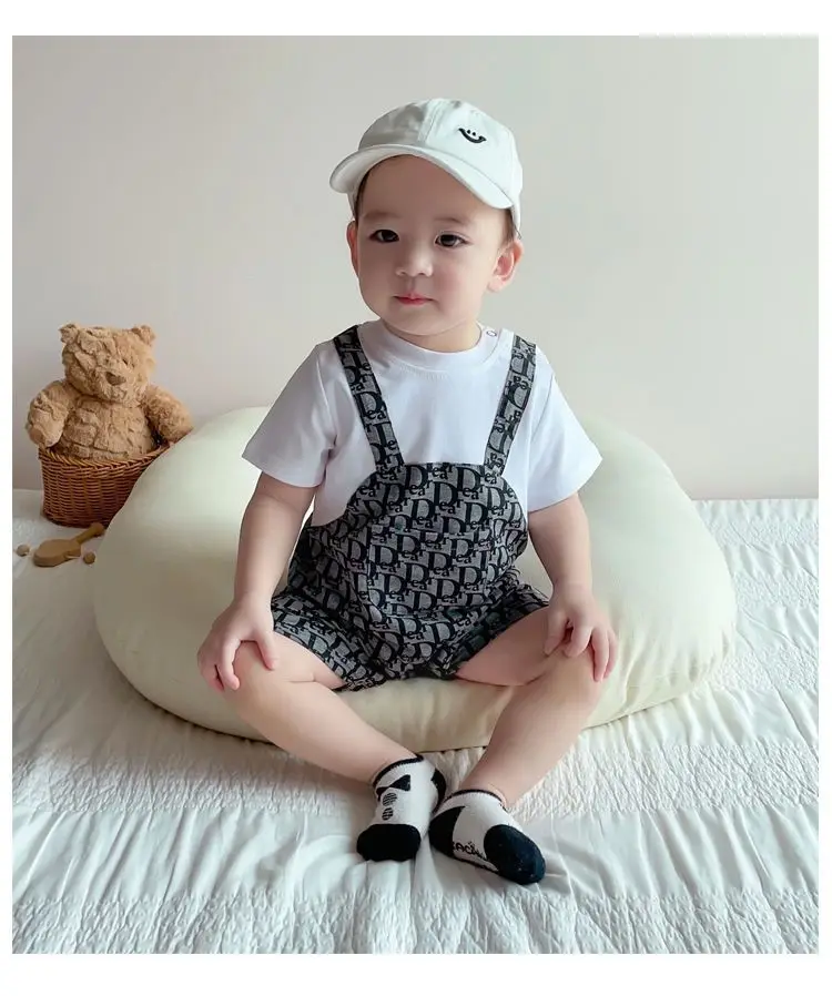 Baby Summer Clothing Short Sleeve Fake Two-piece Strap Onesie Boys Romper Girls Newborn Baby One Piece Jumpsuits