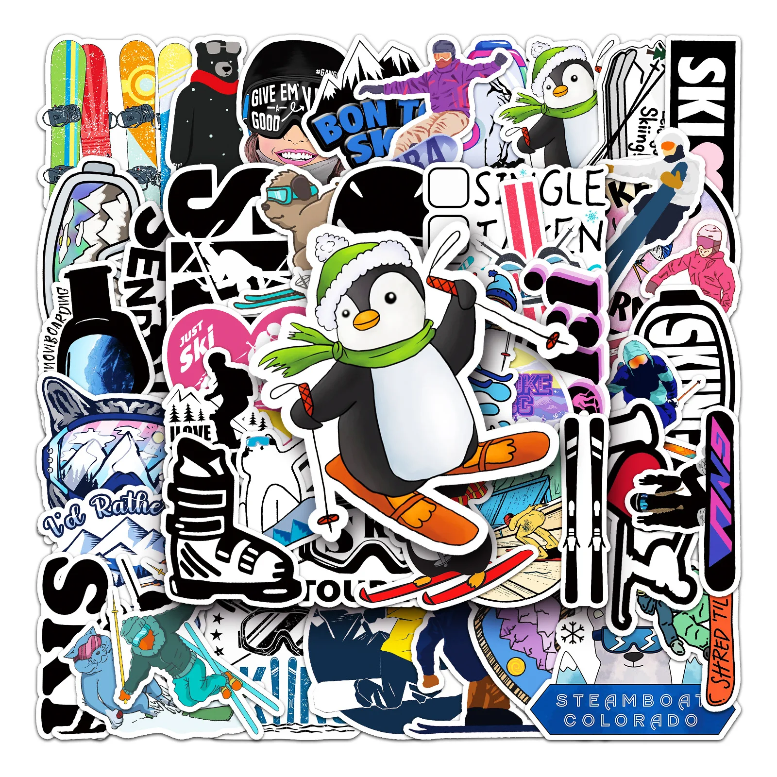 

50Pcs Cartoon Ski Sports Series Graffiti Stickers Suitable for Laptop Helmets Desktop Decoration DIY Stickers Toys Wholesale