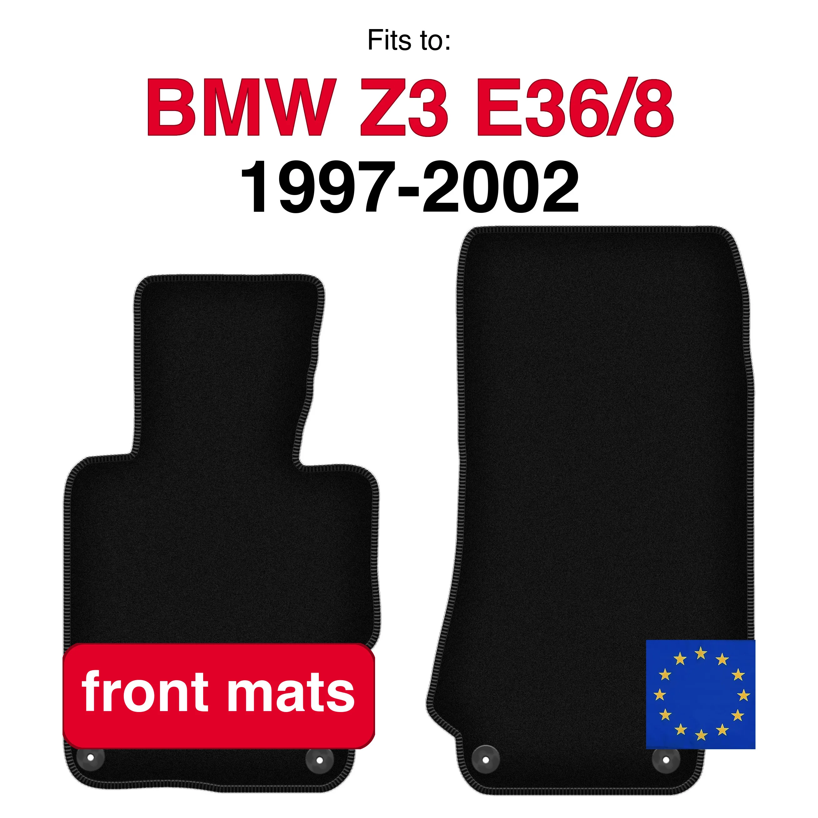 Velours vloermatten voor BMW Z3 E36/7 cabriolet (1997-2002) - Zwart (2 stuks) set auto vloermatten voor