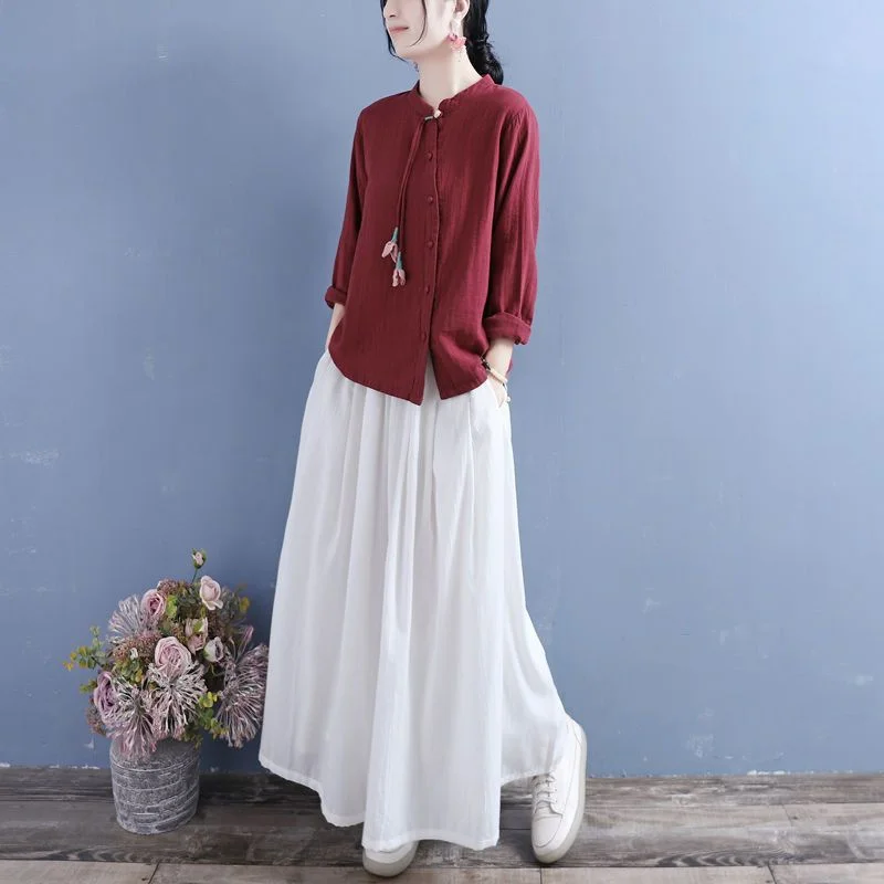 2023 chinese vintage cotton linen hanfu blouse chinese improved loose blouse retro zen blouse traditional tea service hanfu