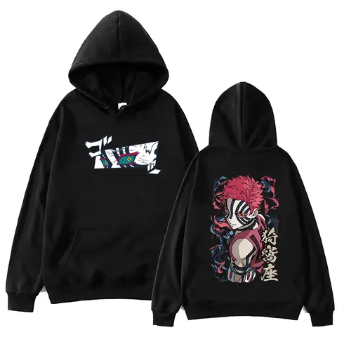 Anime Demon Slayer Akaza 까마귀 하라주쿠 풀오버 탑 남성 여성 운동복 팬 선물