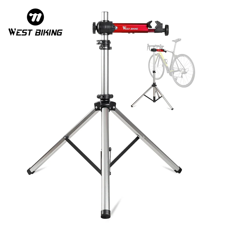 WEST BIKING Professional Bike Repair Stand with Tool Tray Foldable Adjustable Wash Rack MTB Road Bicycle Maintenance Workstand