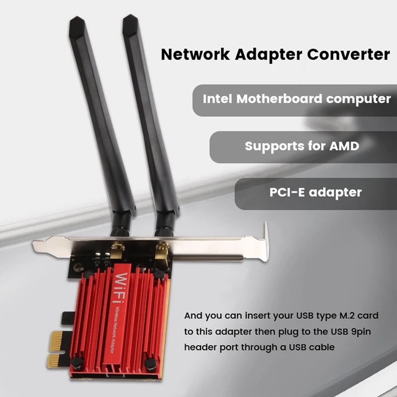 

Wireless M.2 NGFF Wifi BT Card To Desktop PC PCI-E Network Adapter Converter For 3160NGW AX200NGW AX210NGW