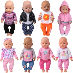 43 cm Baby Reborn Dolls Casual Suit American Doll 18 Inch Girl Ours & Generation Dolls Accessories Clothes T-shirt Pants
