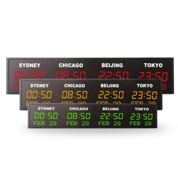 CHEETIE  Custom International Time Clock Multi Time Zone Digital Wall World Clocks for Office