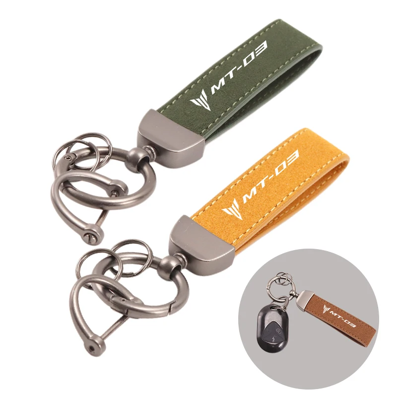 

Horseshoe buckle premium leather suede keychain motorcycle keychain suitable for motorcycle accessories Yamaha MT03 MT-03