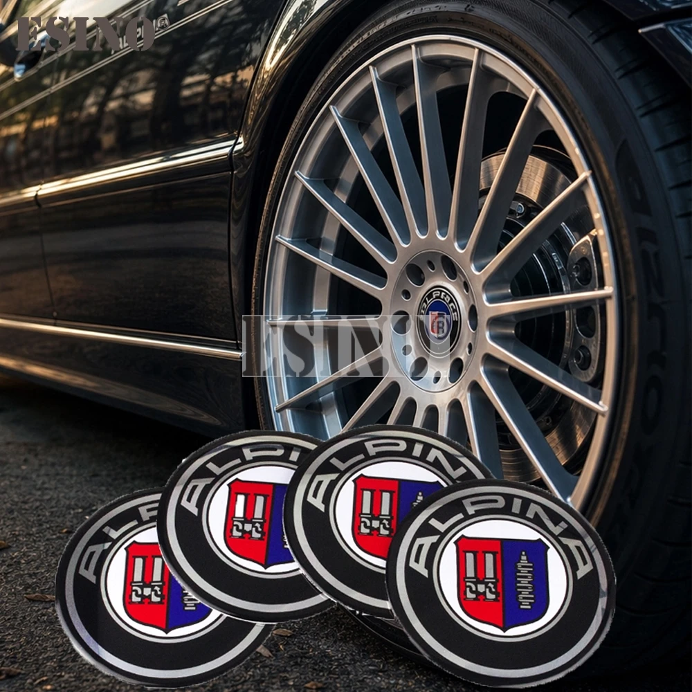 4 x 3D Metal Chrome Aluminium Alloy Wheel Center Cap Stickers Wheel Hub Cap Decals Emblems Badges for Alpina