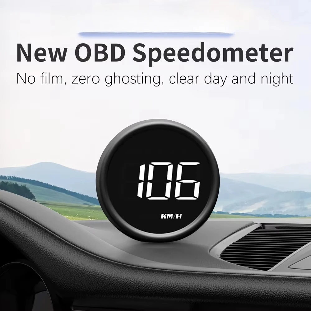 WIIYII Simple HUD Speed Display OBD2 Plug and Play Universal Water Temperature Accessories Head up Car Display Gauge Speedometer