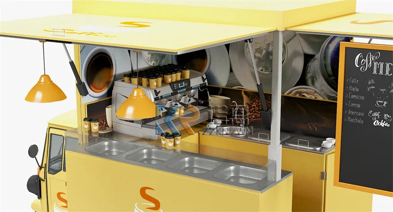 Remorque Électrique Mobile pour Snack, Mini Camion, Espresso, Café, Crème Glacée, Piaggio Ape, Distributeur existent, Kiosque