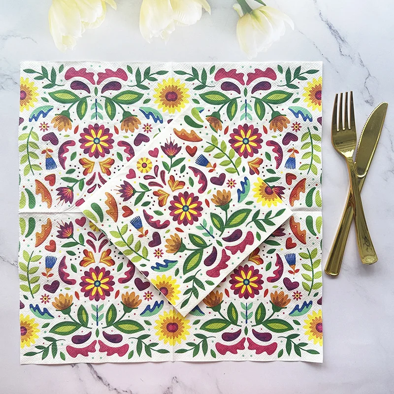 10/20 pz 33 cm 2 Strati Colorato Floreale Stampato Tovaglioli Partito Creativo Decorativo di Carta Picnic Zerbino FAI DA TE Decoupage di Carta