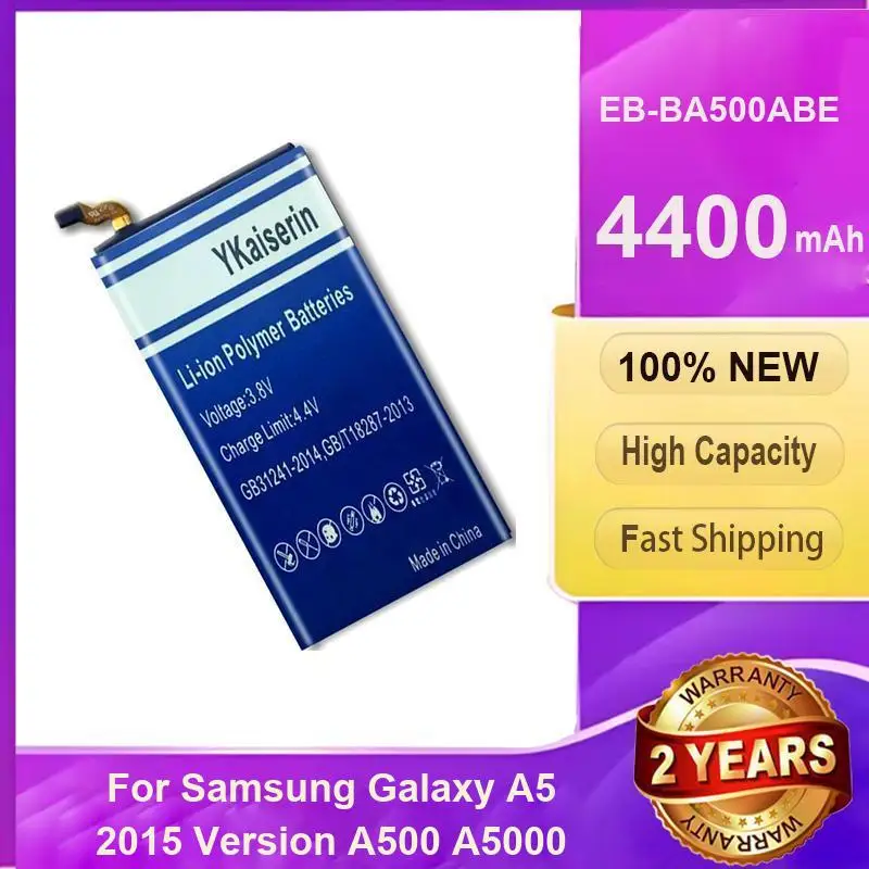 

Аккумулятор мобильного телефона EB-BA500ABE для Samsung Galaxy A5 2015, версия A500 A5000, стабильный источник питания, повышенная производительность, 4400 мАч