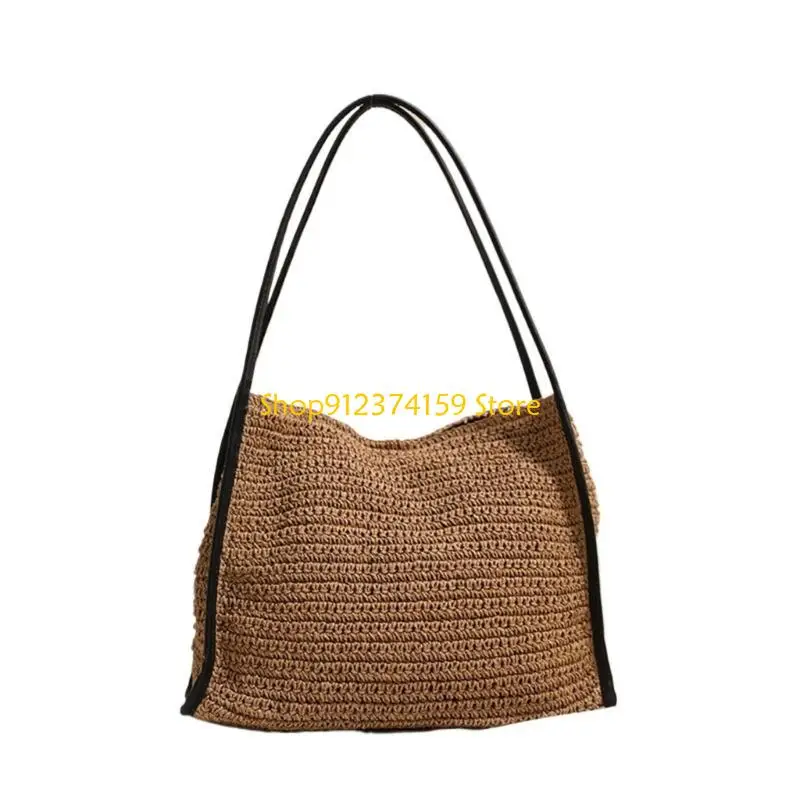 

G5AE Straw Bag for Women Summer Beach Bags Shoulder Purse Large Capacity Handbag