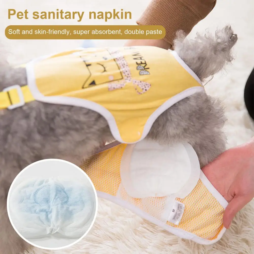 30Pcs/Box Pet Menstrual Diaper Reliable Pet Dog Disposable Menstrual Diaper Pad Double Paste Dog Diaper Pet Supplies