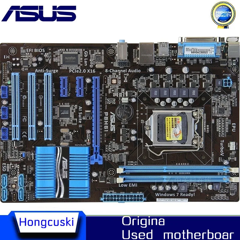 Used P8H61 LGA1155 motherboard for ASUS P8H61 LGA 1155 DDR3 USB2.0 16GB boards for I3 I5 I7  H61 desktop motherboard