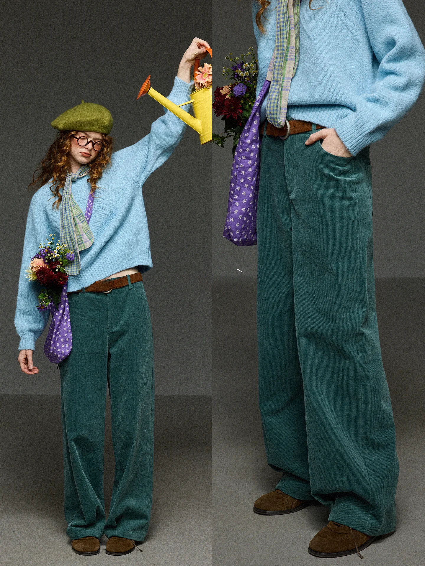 

High Waist Corduroy Wide Leg Pants Women's Spring Loose Fit Casual Trousers Vintage Sle Floor Length Versatile Ladies Pants