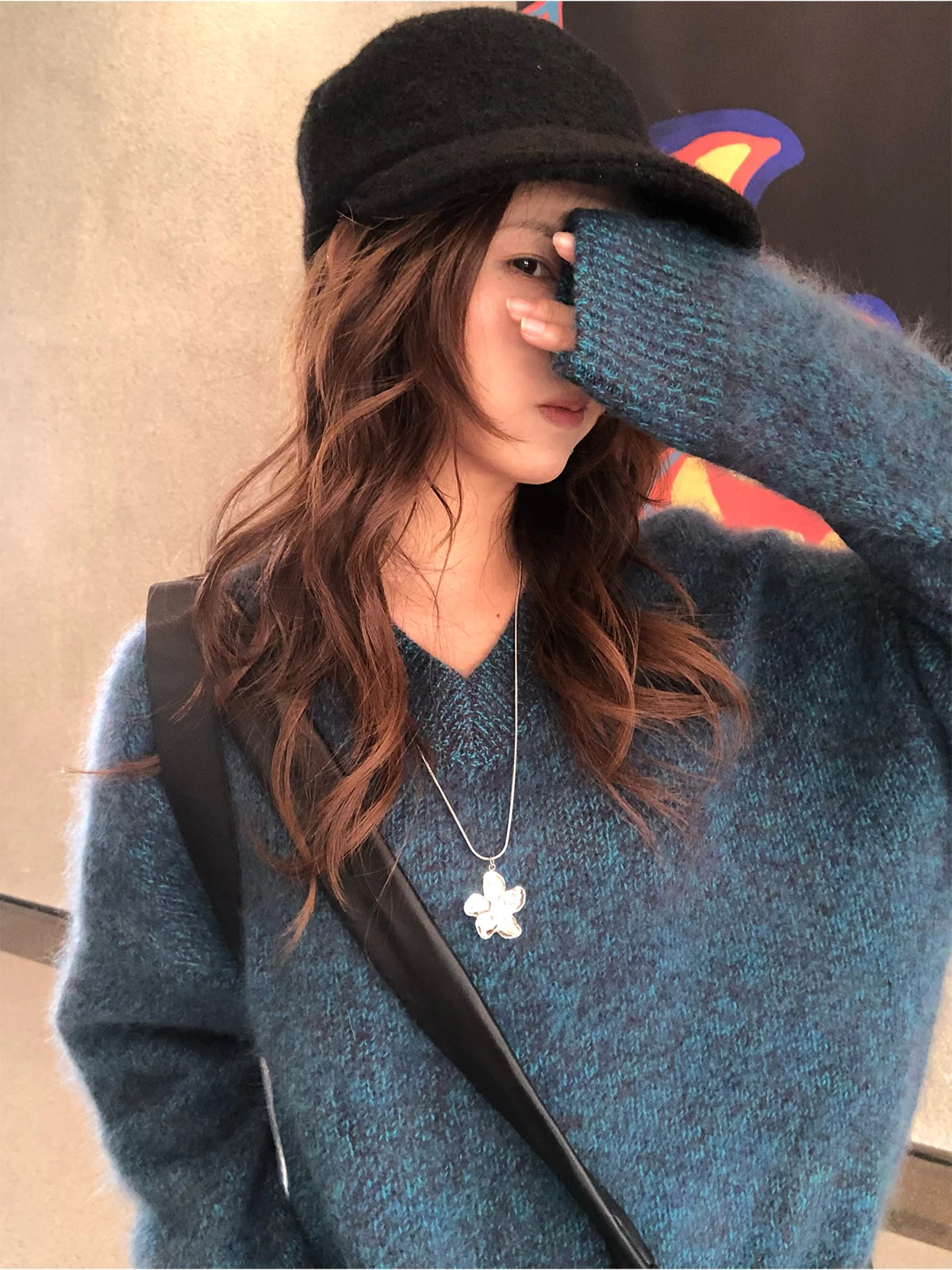 Loose Fit V-Ne Knit… - image