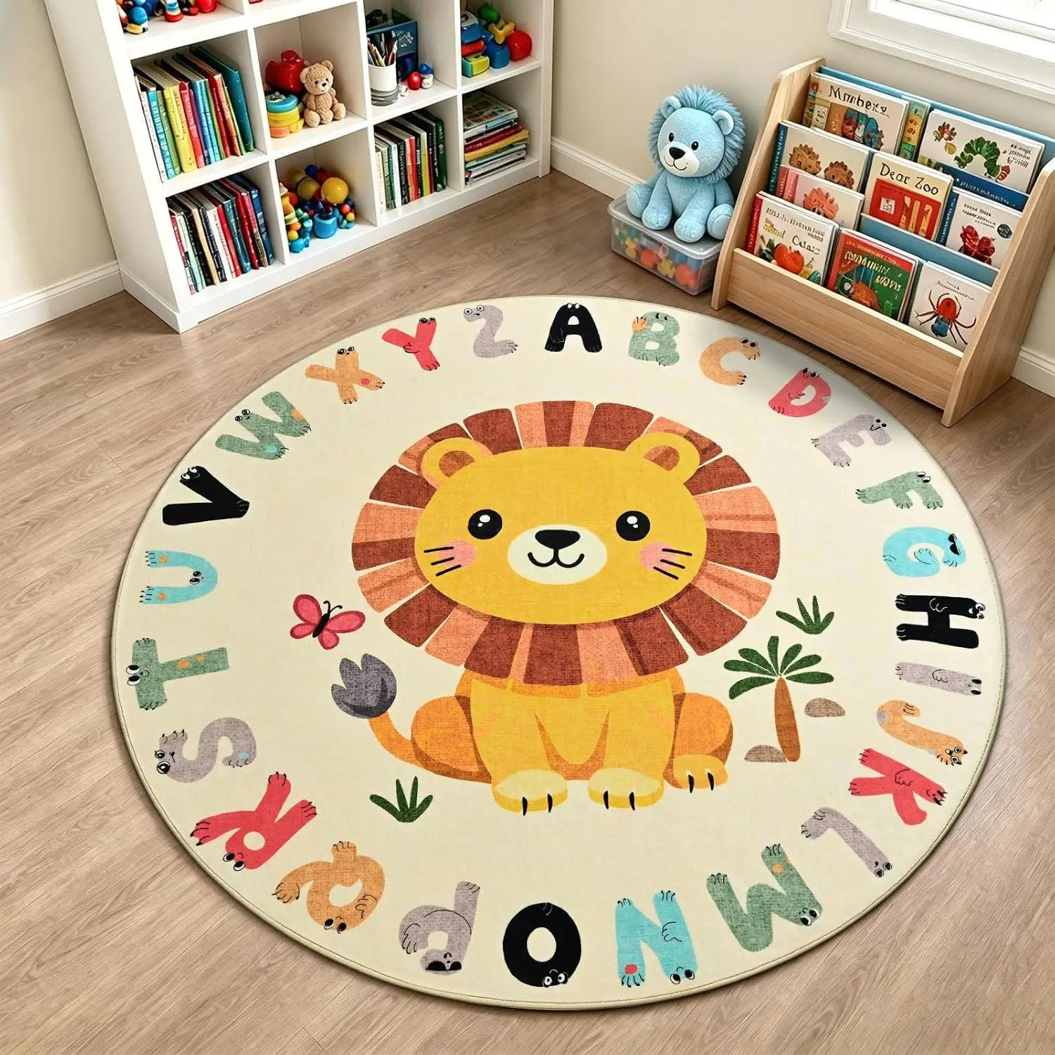 Cute ABC Alphabet Rug Playmat Lion Animal Learning Toy for Toddlers Nursery Classroom Educational Kids Children Carpet