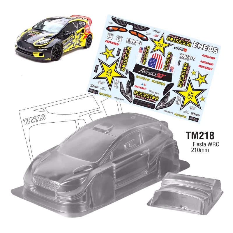 

TM218 1/12 Fod Fiesta WRC Clear Body Shell With Tail Wing/Color Decal 210mm LWB for Rc Rally Car Mini Chassis Diy Accessories