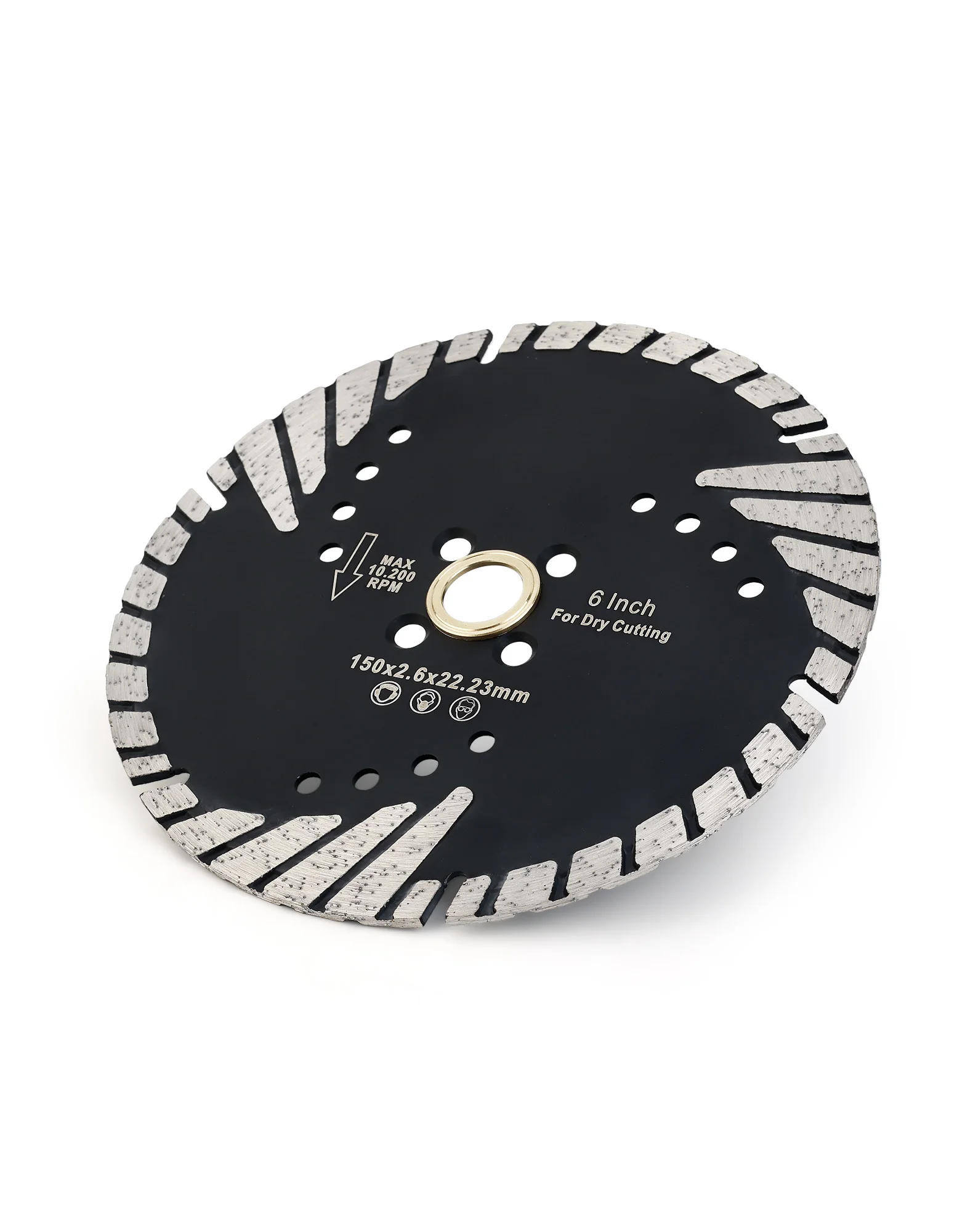 Solidure 6" Granite Cutting Blade Turbo Diamond Blade for Marble Granite Stone Pavers Concrete Dry Cutting