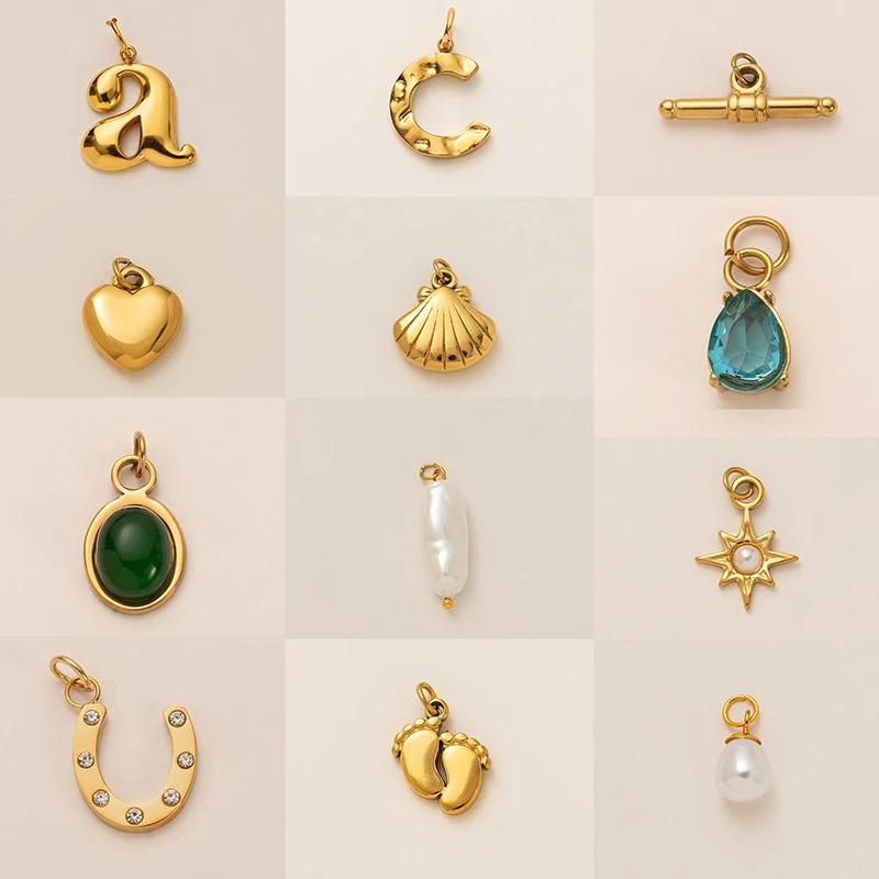 

10 шт./лот, аксессуары для ювелирных изделий, DIY, подвеска из нержавеющей стали с буквой L и жемчугом, подвеска в виде ракушки для телефона, подвеска для ожерелья