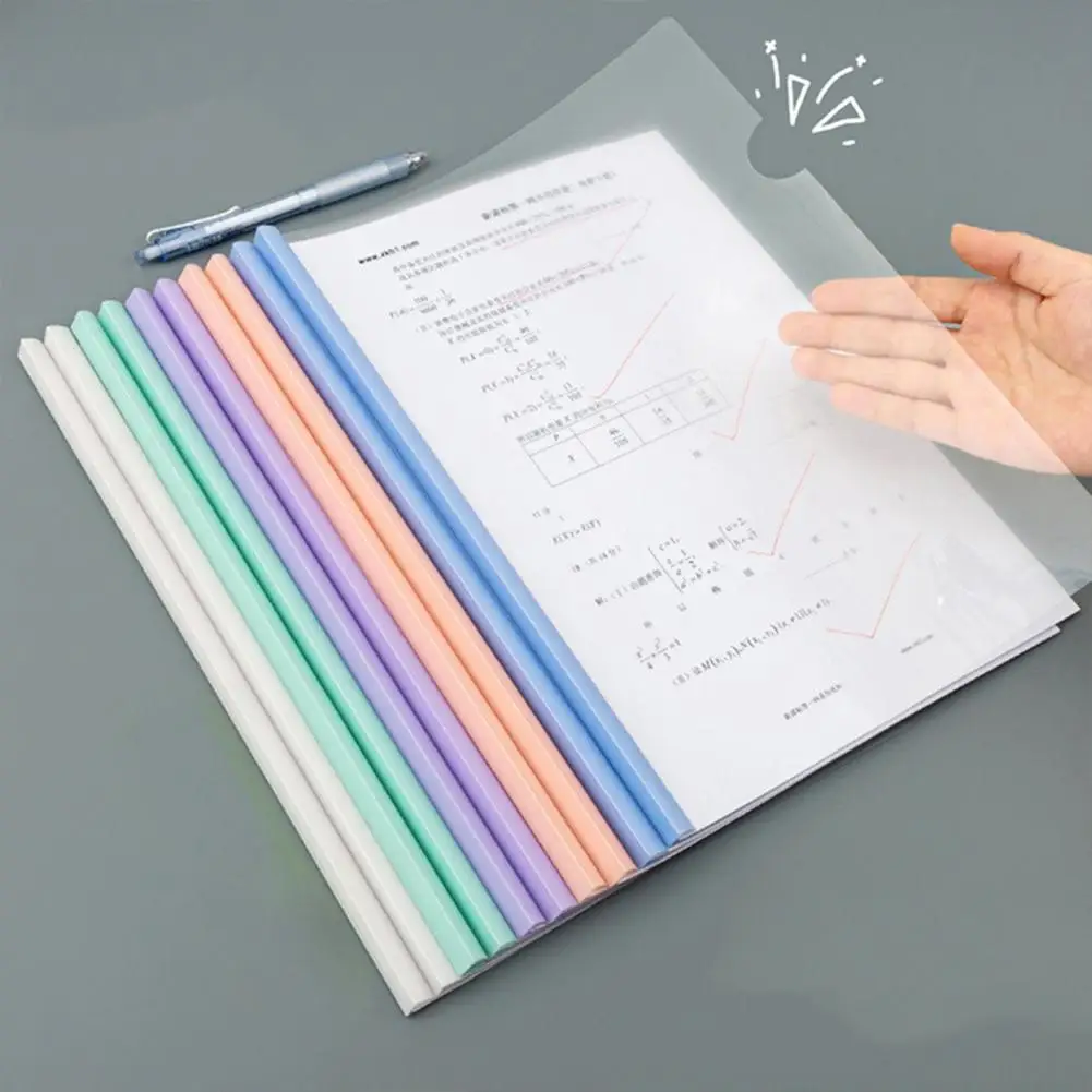 10 Pcs Clear Folder Clear Report Covers with Sliding Bar A4/Letter Paper Thickened Drawbar Folder Document Storage Folders