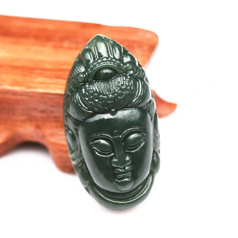 Natural hetian jade carve Guanyin Buddha Patronus pendant Bless peace necklace jewellery fashion for women men lucky gifts