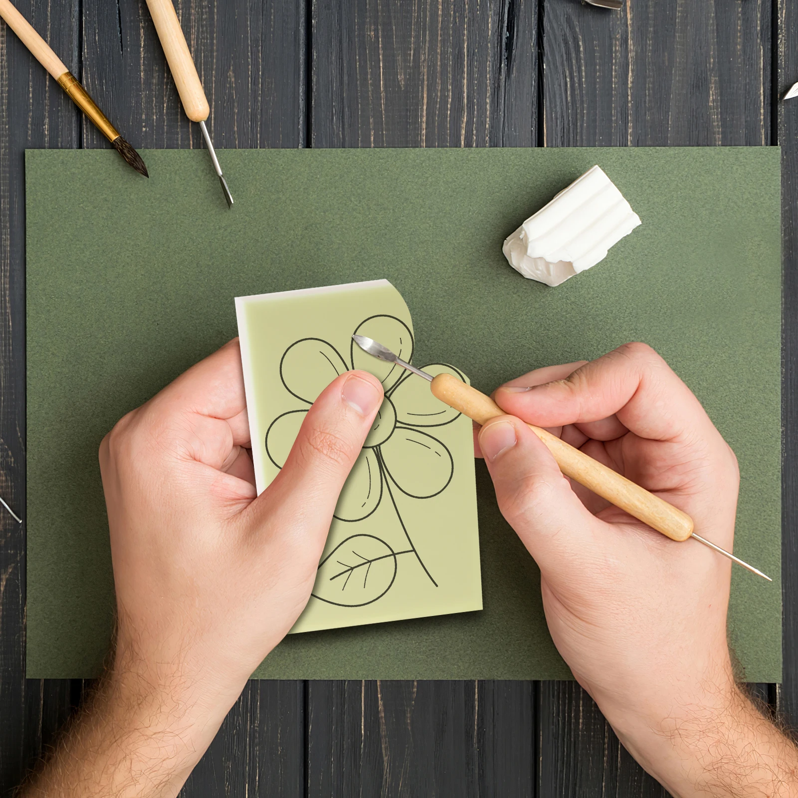 كتلة ختم مطاطية بطبقة مزدوجة من مادة PVC لمستلزمات الطباعة اليدوية اليدوية كتل النقش للمبتدئين و #5