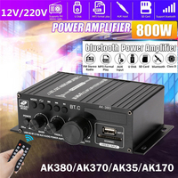 800W HIFI Bluetooth Power Amplifier Car/Home Theater Digital Power Audio Amplificador for Speaker Treble Bass Control FM USB SD