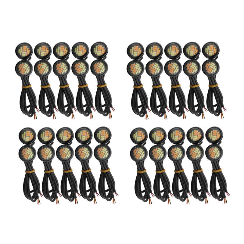 40 Pcs 12V 23Mm Dual Color Switchback 4014 Smd 12 LED Drl Eagle Eye Daytime Light Car Motor Turn Lights