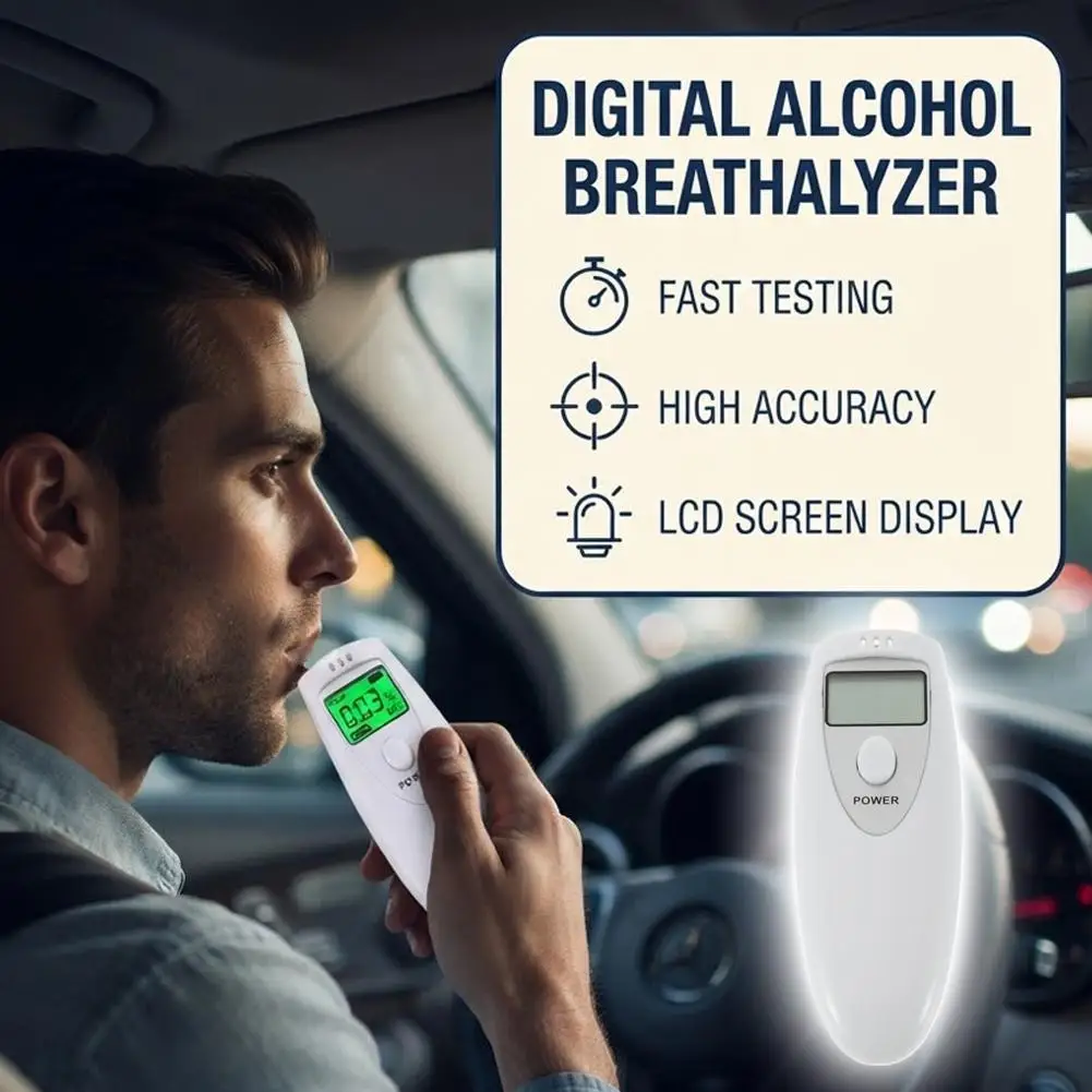 Portable Digital Breath Alcohol Tester Professional LCD Screen Breathalyzer Handheld Alcohol Detector Drunk Driving Test