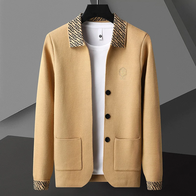 

2023 New Winter Harajuku Style Sweater Cardigan Men Trendy Personality Turn-Down Collar Knit Jacket Mens Autumn Comfortable Coat